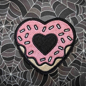 Valentine Heart Doughnut Embroidered Iron On Patch