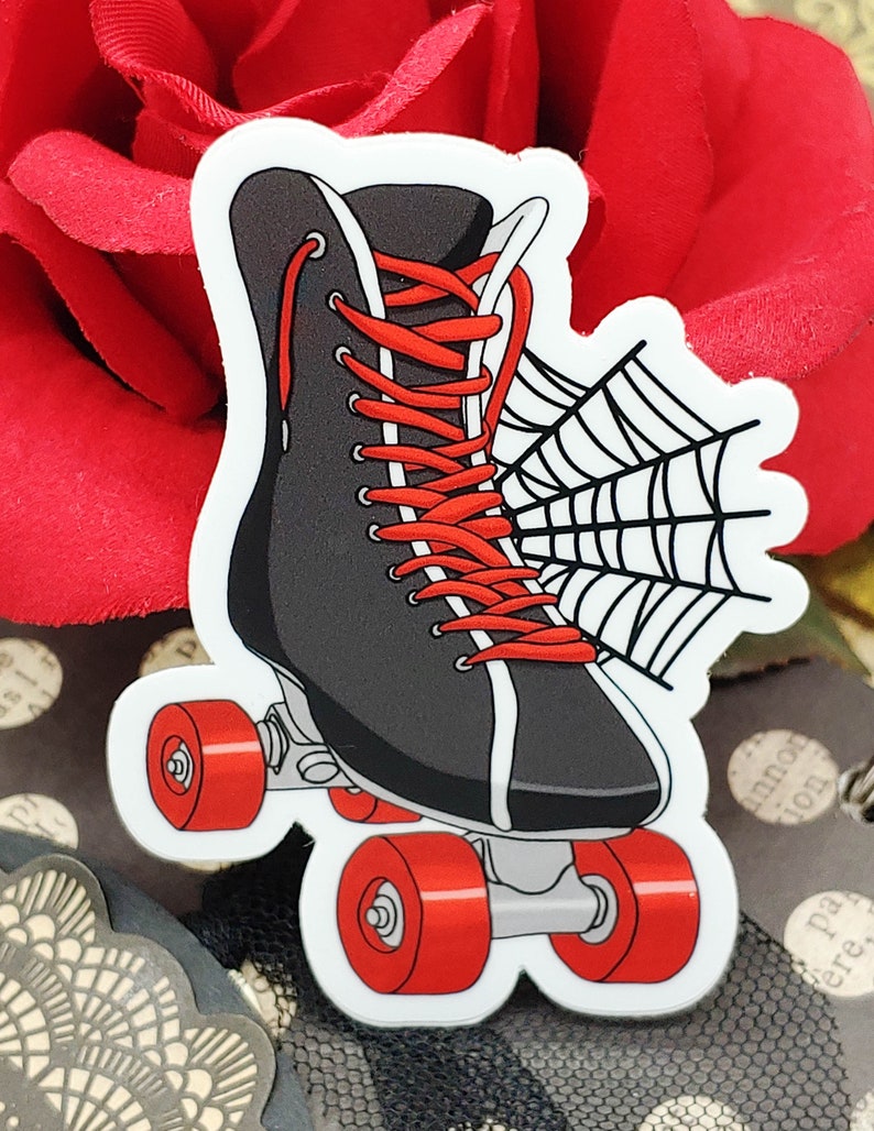 Gothic Roller Skate and Spiderweb Vinyl Sticker Vinyl Etsy