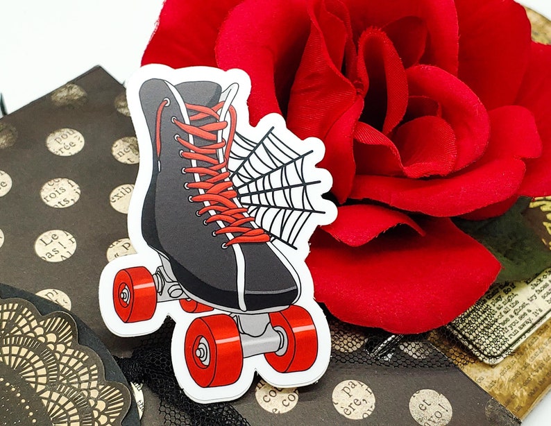 Gothic Roller Skate and Spiderweb Vinyl Sticker Vinyl Etsy