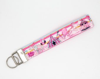 Pink Carnival Keychain Key Fob Wristlet