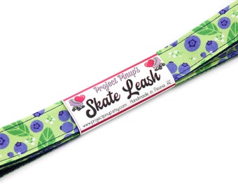 Blueberries Blue Roller Skate Leash with D Rings - Adjustable - Yoga Mat Strap - Skateboard Sling