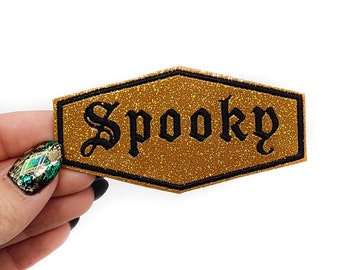 Spooky Gold and Black Glitter Vinyl Embroidered Patch