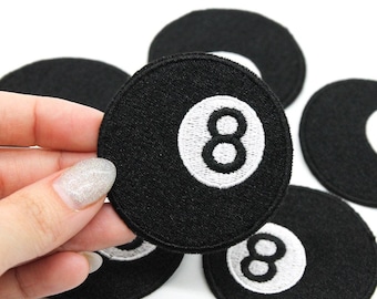 Parche bordado para planchar con forma de bola de billar ocho