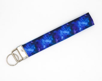 Blue Galaxy Keychain Key Fob Wristlet