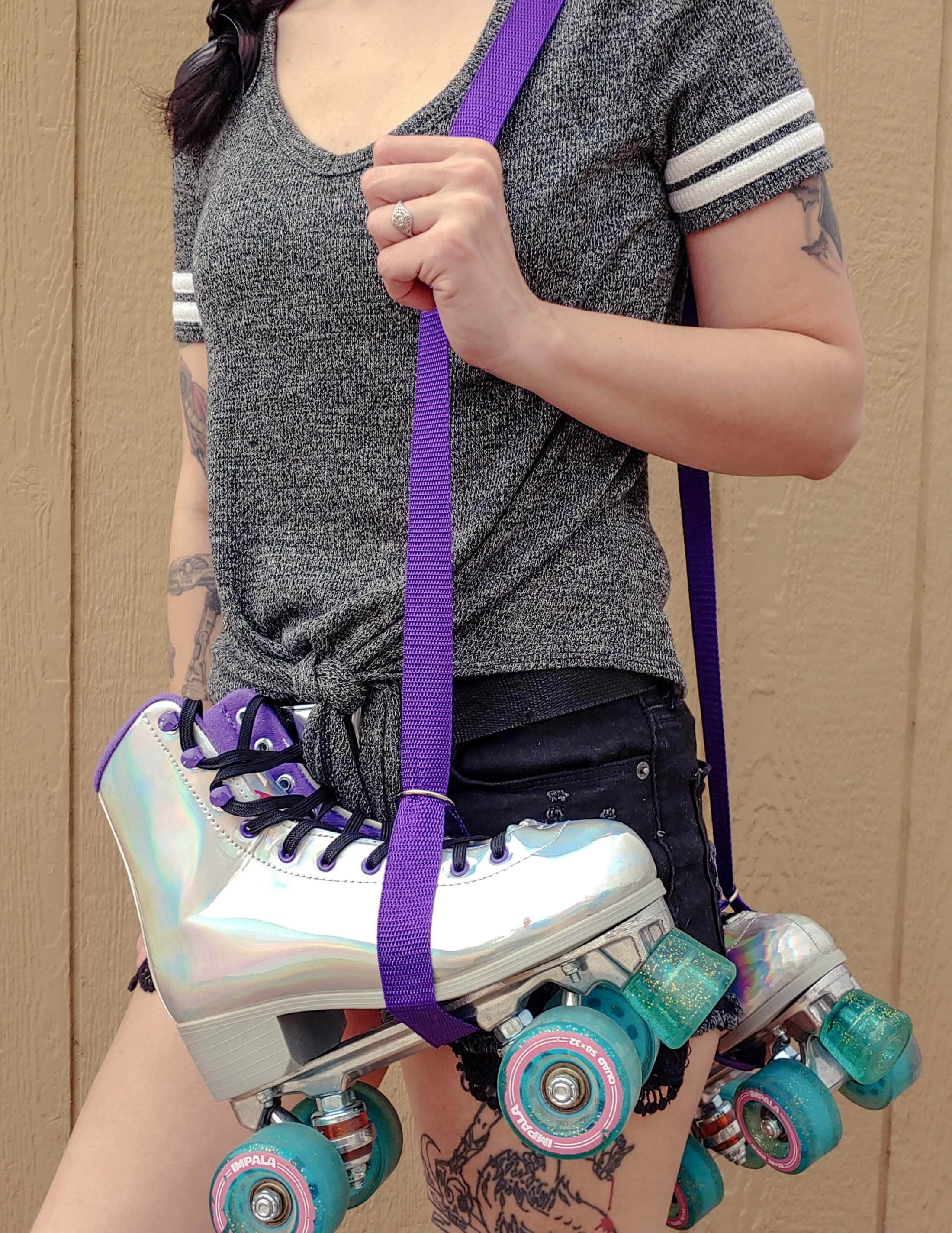 Dark Purple Skate Leash With D Rings Adjustable Yoga Mat Strap