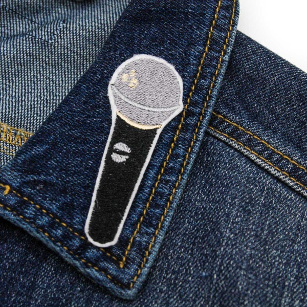 Microphone Iron On Embroidered Patch