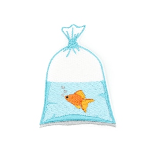 Goldfish in a Bag Iron-On Embroidered Patch