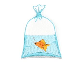 Goldfish in a Bag Iron-On Embroidered Patch