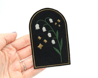 Lily of the Valley Flowers Iron On Embroidered Patch