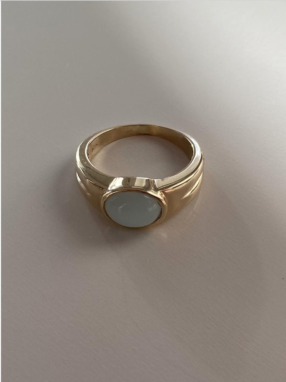 Jadeite Ring ~ 10k Solid Gold sculptural minimali… - image 3