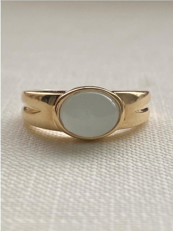 Jadeite Ring ~ 10k Solid Gold sculptural minimali… - image 5