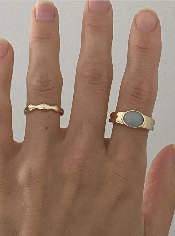 Jadeite Ring ~ 10k Solid Gold sculptural minimali… - image 2