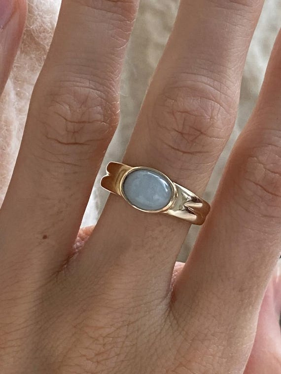 Jadeite Ring ~ 10k Solid Gold sculptural minimali… - image 7