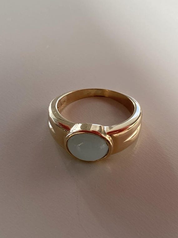 Jadeite Ring ~ 10k Solid Gold sculptural minimali… - image 6