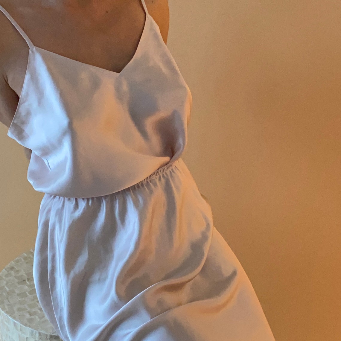 beige silk slip