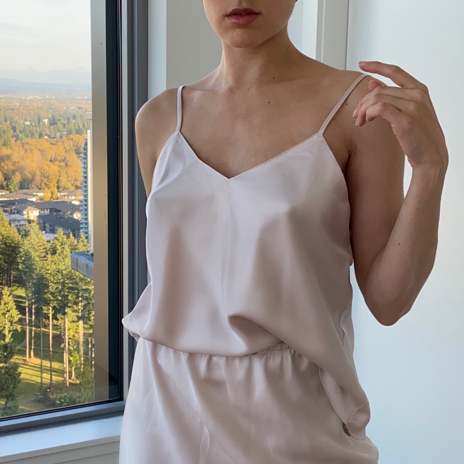 beige silk slip