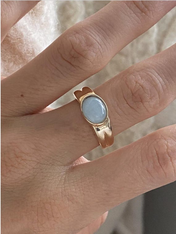 Jadeite Ring ~ 10k Solid Gold sculptural minimali… - image 4