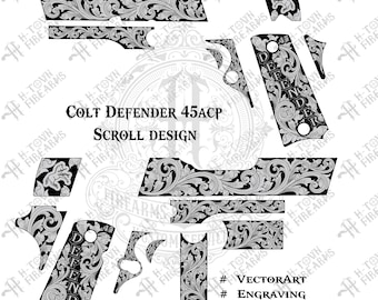 Colt Defender .45 ACP Engraving Design: Firearm Slide Vector (Digital Download)