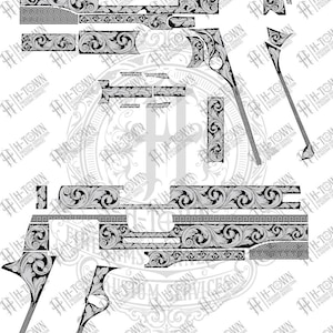 Colt 1911 Schriftrolle Design: Schusswaffe Gravurvorlage (Digital)