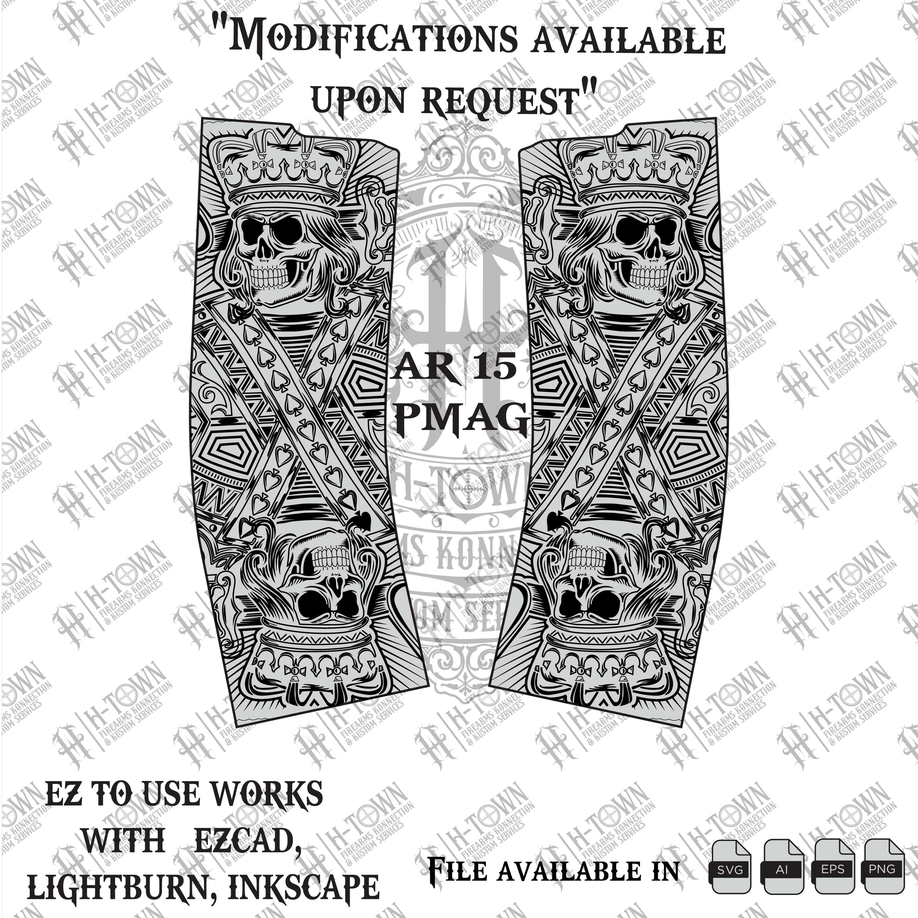 Skull King AR-15 PMAG Wrap | Playing Card Engraving | Svg Png Ai EPS | Laser Ready Design