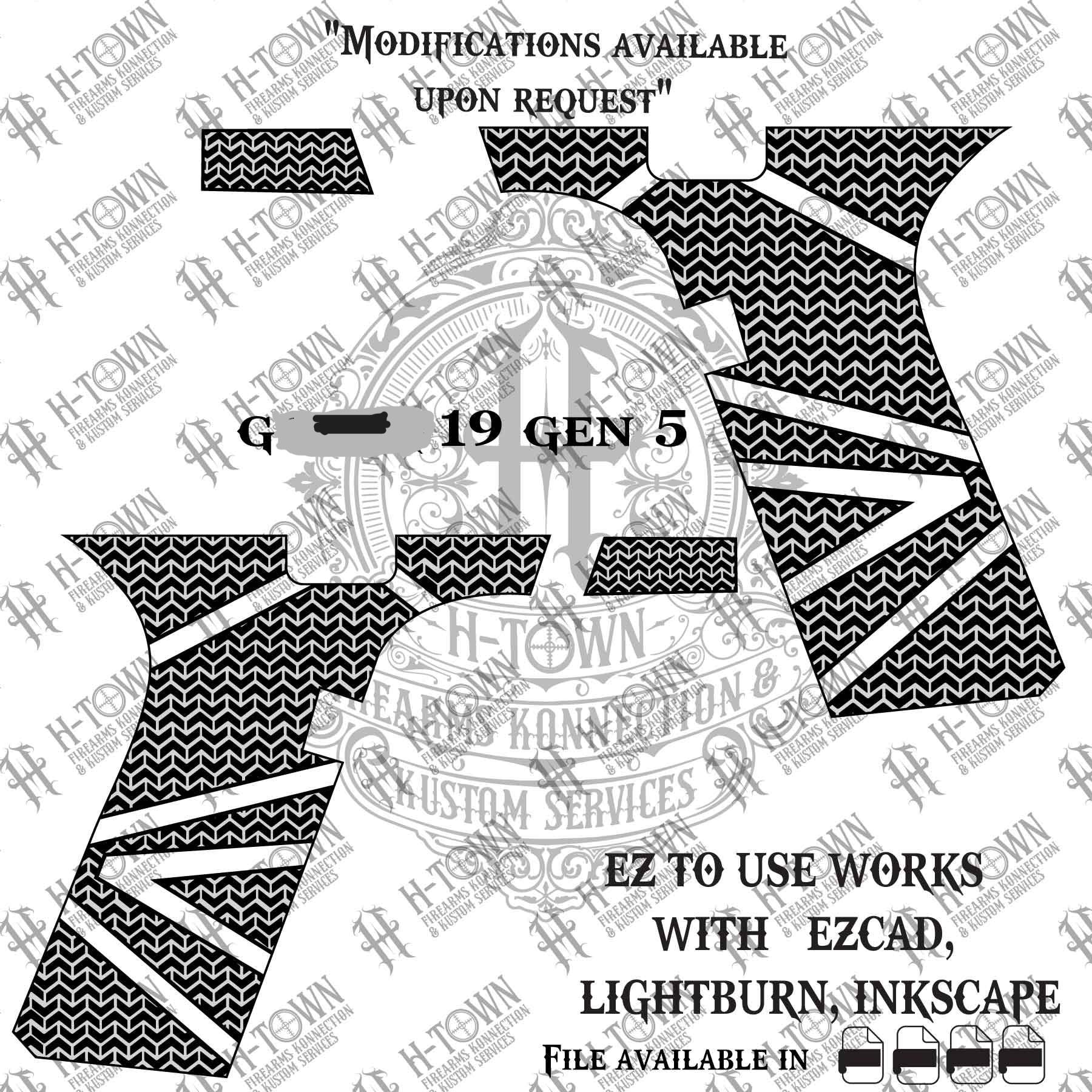 G-19 Gen 5 Vector Engraving File | Stipple Grip Template (digital