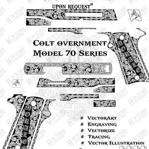 Colt Government Model 70 Series Scroll Design Engraving | Full Slide Vector Design | Laser Ready Svg PNG EPS AI | Custom Pistol Art