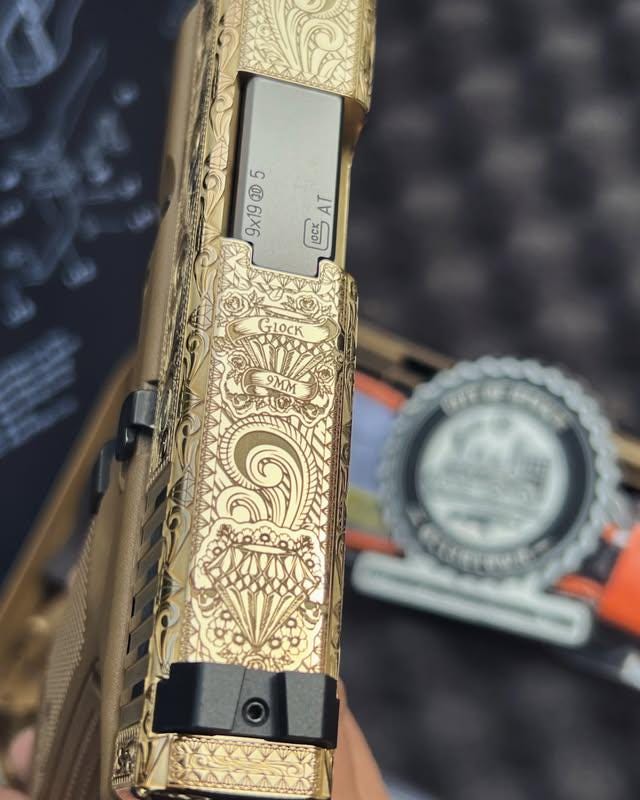Glock19X アラベスク彫刻 スライド Glock 19X Scroll Engraving Vector | Firearm Slide Design (digital