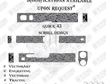 GLOCK 43 gen 5 Engraving Scroll Vector | Ornamental Grip Design | Full Slide Svg Png AI EPS | Custom Laser Template