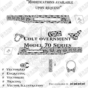 Colt Government Model 70 Series Scroll Engraving | Full Slide Vector Design | Laser Ready Svg PNG EPS AI | Custom Pistol Art