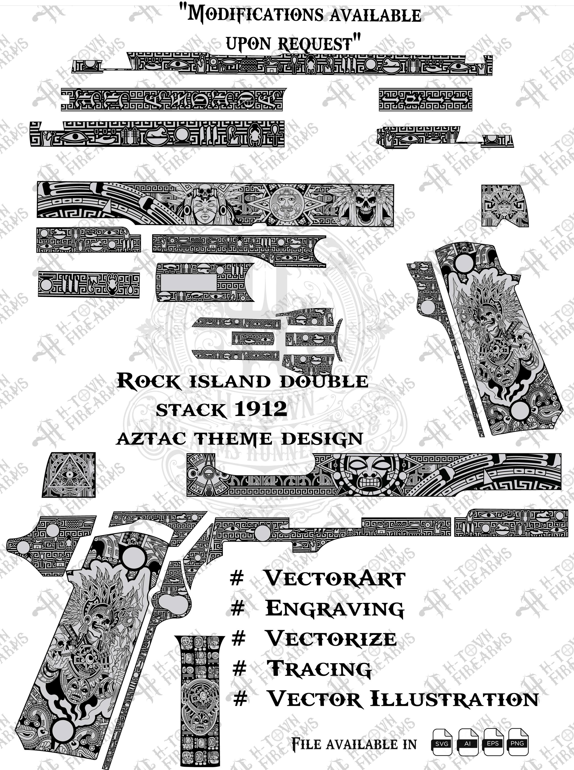 1911 Aztec Engraving Design | RIA Double Stack Laser Cut Vector