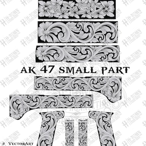 AK47 Floral Scroll Engraving Design: Laser-Ready Vector (Digital Download)