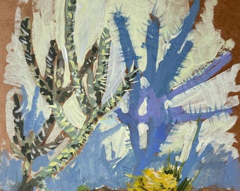 Oeuvre d&#39;art impressionniste florale - Peinture à la gouache de fleurs sauvages - Art mural botanique doux - Art original par Iuliia Kashlikova