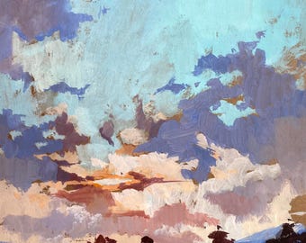 Peinture de paysage impressionniste - Scène de nature à la gouache - Art mural original sur papier - oeuvre d&#39;art par Iuliia Kashlikova