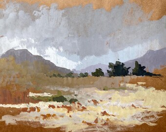 Peinture de paysage impressionniste - Scène de nature à la gouache - Art mural original sur papier - oeuvre d&#39;art par Iuliia Kashlikova