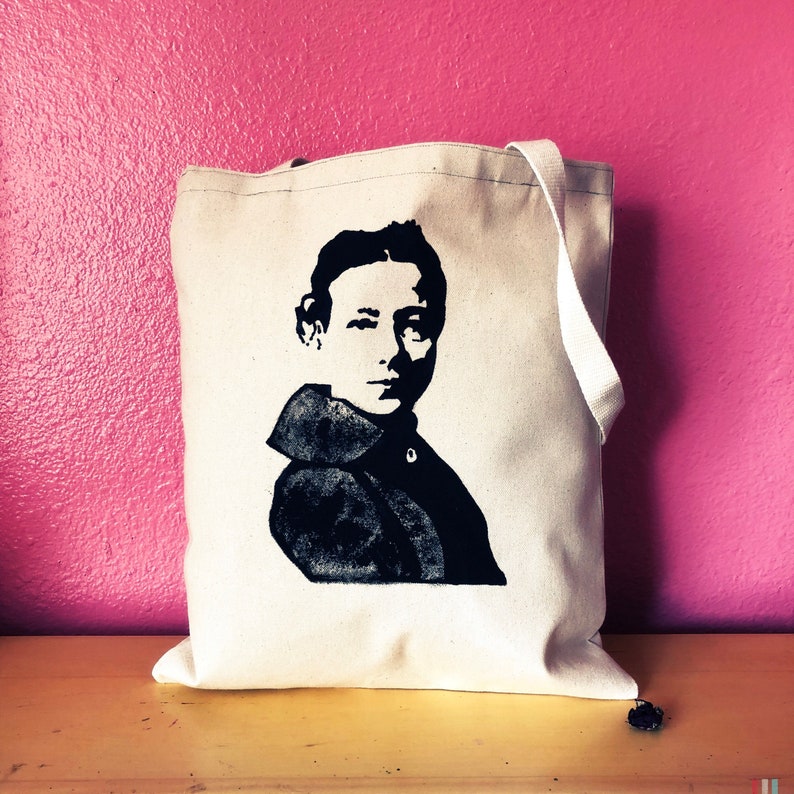 Radical Woman Simone De Beauvoir Stencil Hand Painted Tote Bag Made to Order