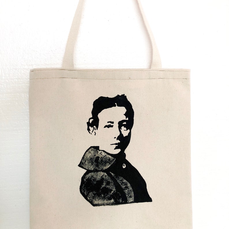 Radical Woman Simone De Beauvoir Stencil Hand Painted Tote Bag Made to Order