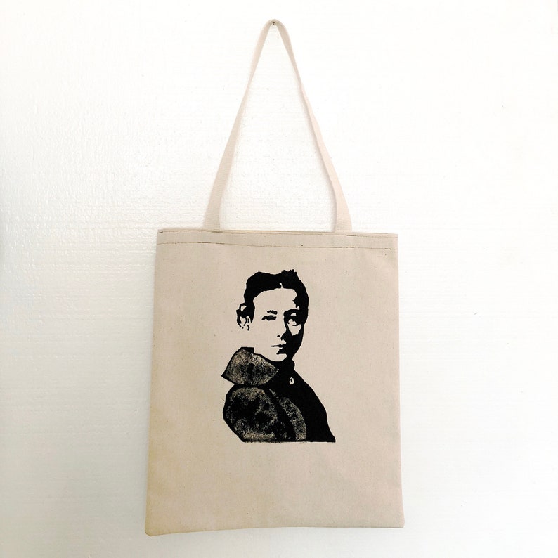 Radical Woman Simone De Beauvoir Stencil Hand Painted Tote Bag Made to Order