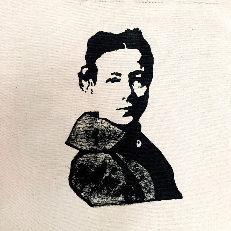 Radical Woman Simone De Beauvoir Stencil Hand Painted Tote Bag Made to Order