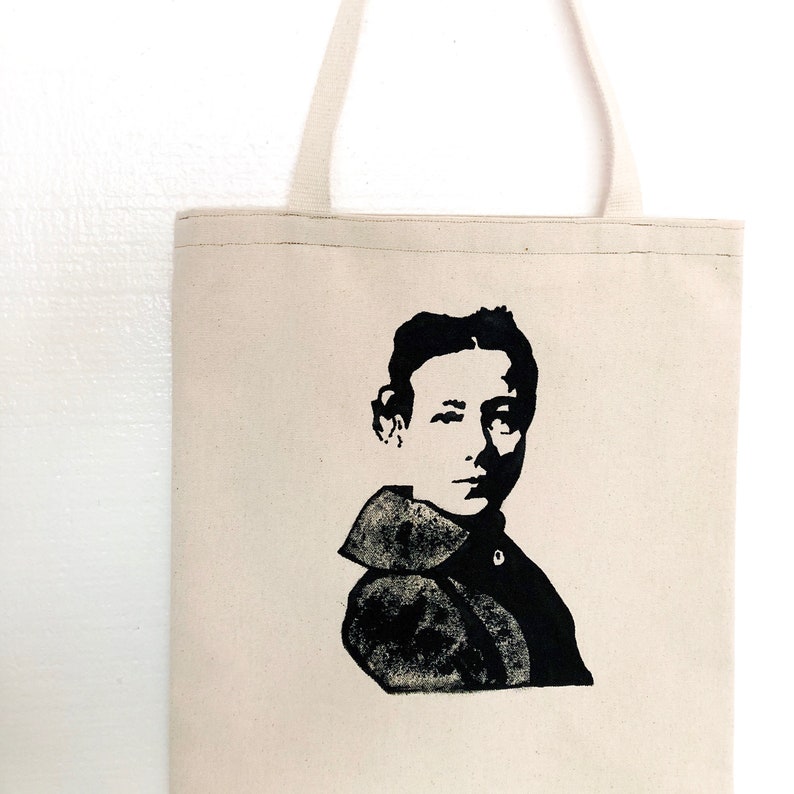 Radical Woman Simone De Beauvoir Stencil Hand Painted Tote Bag Made to Order