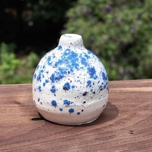 White and Blue Bud Vase