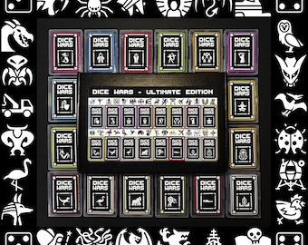 Dice Wars Ultimate Edition / Choose Your Battle Pack – 2–8 Player Strategy Dice Card Game – 16 Prebuilt Decks – TCG – 384 Cards + 32 Dice