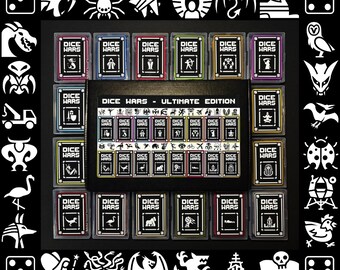 Dice Wars Ultimate Edition – 2–8 Player Strategy Card Game – All 8 Battle Packs – 16 Prebuilt Decks – 384 Cards + 32 Dice – TCG Box Set