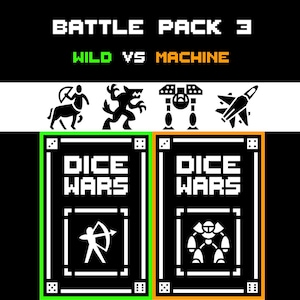 Dice Wars – 2 Player Dice Card Game – Wild vs Machine – Battle Pack 3 – Strategy TCG – Green vs Orange – 48 Cards (24 Per Deck)