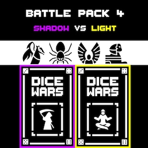 2 Player Dice Card Game – Shadow vs Light – Battle Pack 4 – Strategy TCG – Purple vs Yellow – 48 Cards (24 Cards Per Deck)