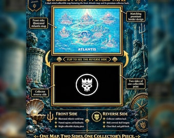 Dice Wars Holografische Karte von Atlantis – Fantasy-Sonderedition der Würfellande – Premium-Folien-TCG-Zubehör + Nicht-Holo-Option