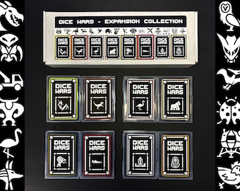 Dice Wars Expansion Collection – 2–8 Player Strategy Card Game – 4 Expansions Included – 8 Prebuilt Decks – 192 Cards + 16 Dice – TCG Set