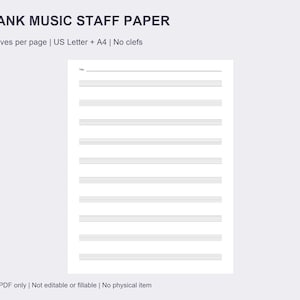 Blank Music Staff Paper Printable PDF, 10 Staves Manuscript Sheet, US Letter and A4