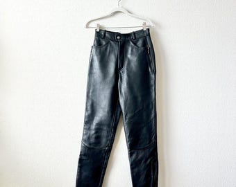 Vintage Motorcycle Women's Easy Riders Black Leather Sz 8 Biker Pants USA