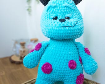 Handmade Crochet Sulley Plush: Soft Monster Toy
