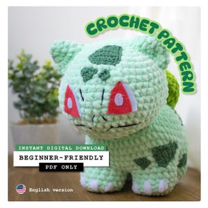 Green Toad with Flower Bulb Pattern – Amigurumi PDF – Soft Plush Toy Tutorial